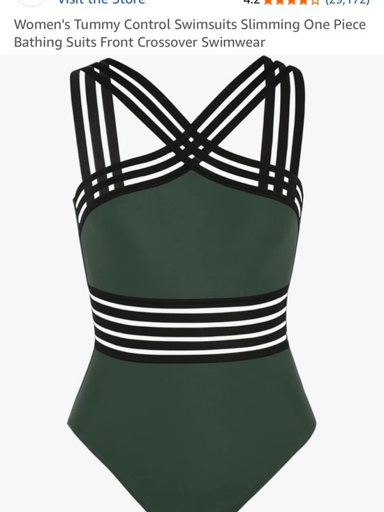 Other - Strappy Forest Green One-Piece Swimsuit with Black Waistband size s 4/6